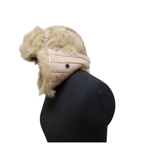 Faux Fur Aviator Trapper Hat With Ears Flaps For Women/Men Beige & Tan Warm Wint - Picture 6 of 14